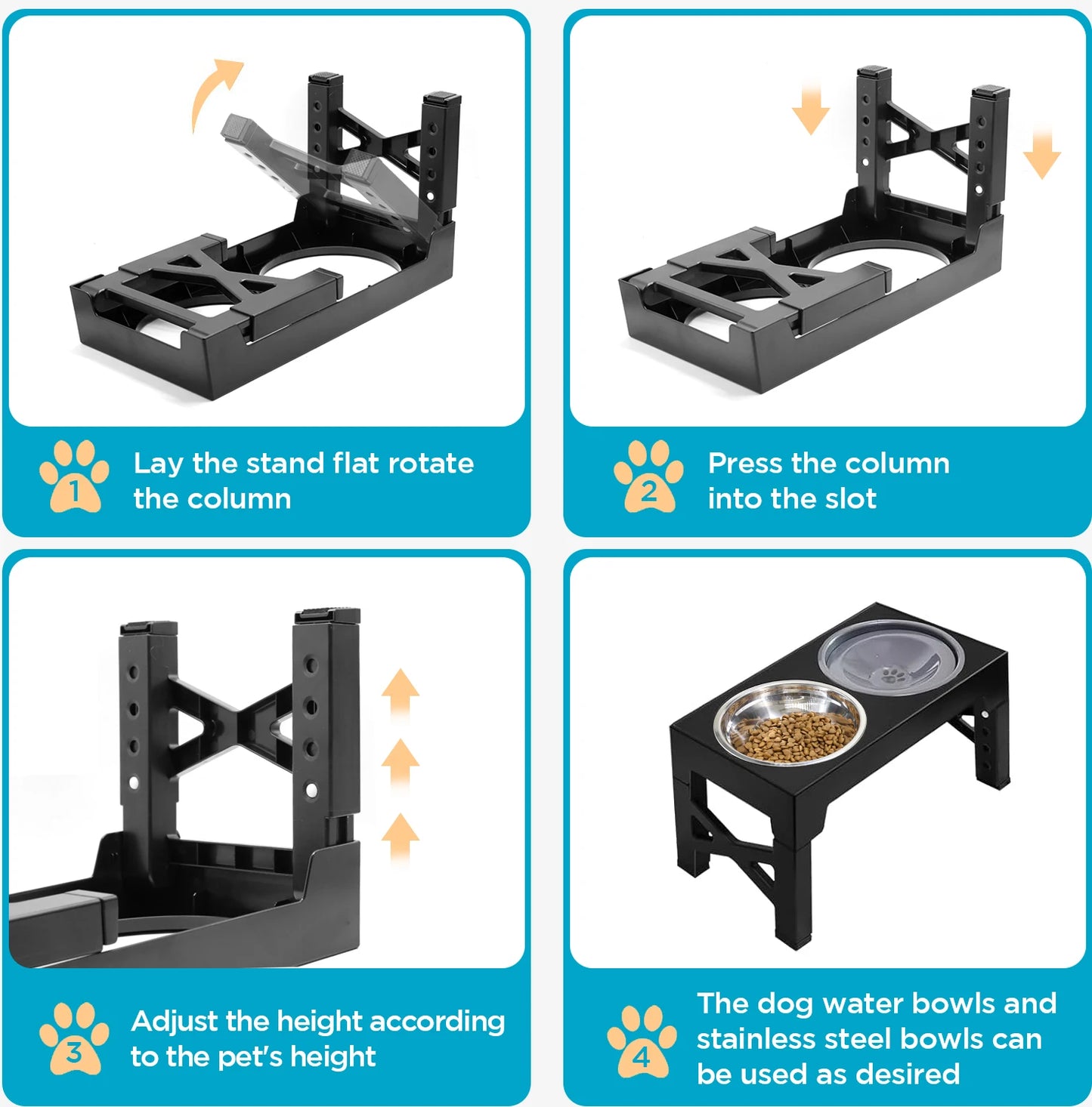 Adjustable Raised Dog Bowl anti-splash water