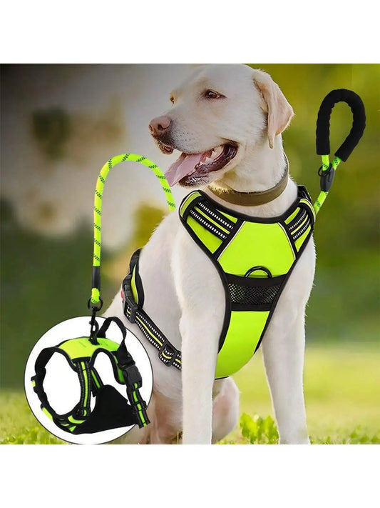 2pcs Reflective Dog Harness Leash Breathable Vest