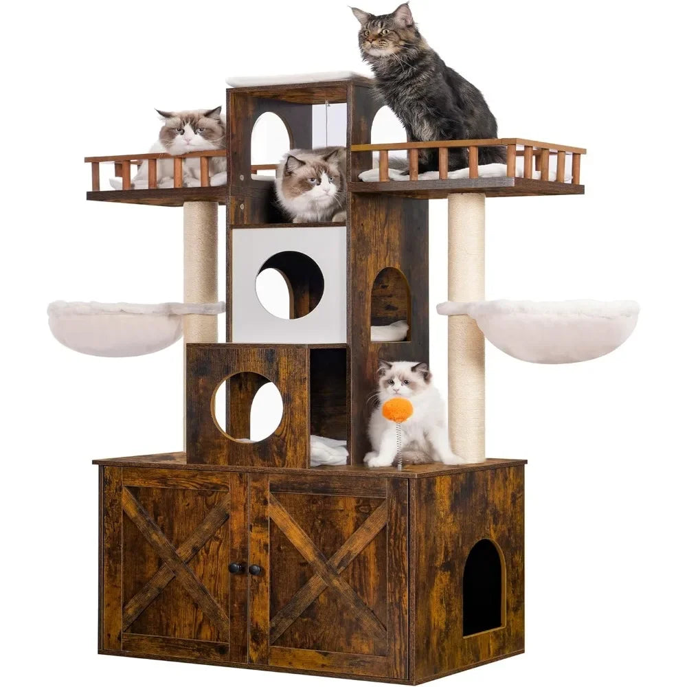 Cat Tree Litter Box Enclosure Cats 20 lbs