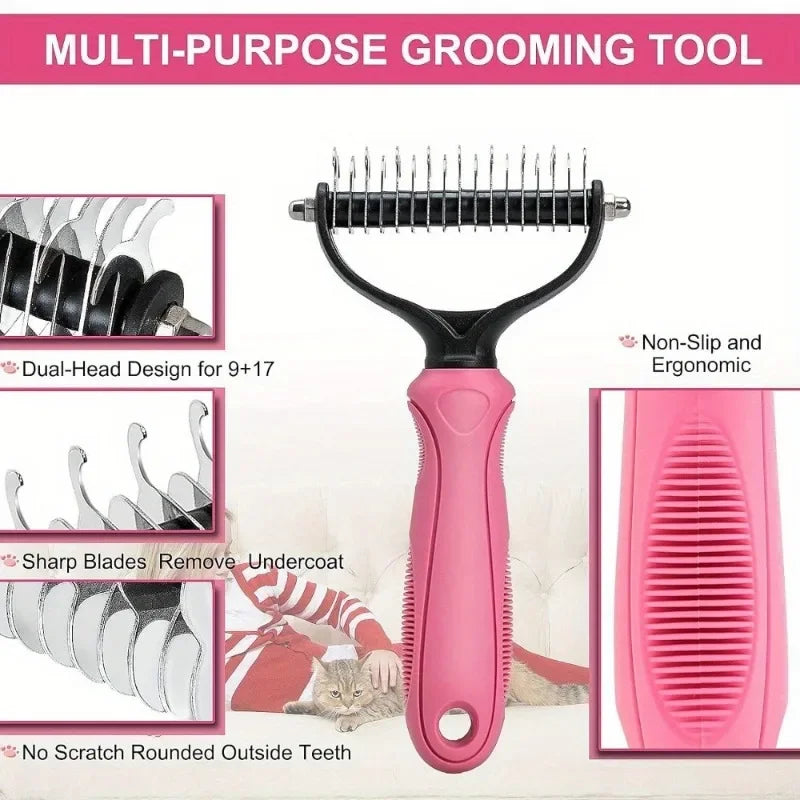 Double-Sided Undercoat Rake Brush Pet Grooming