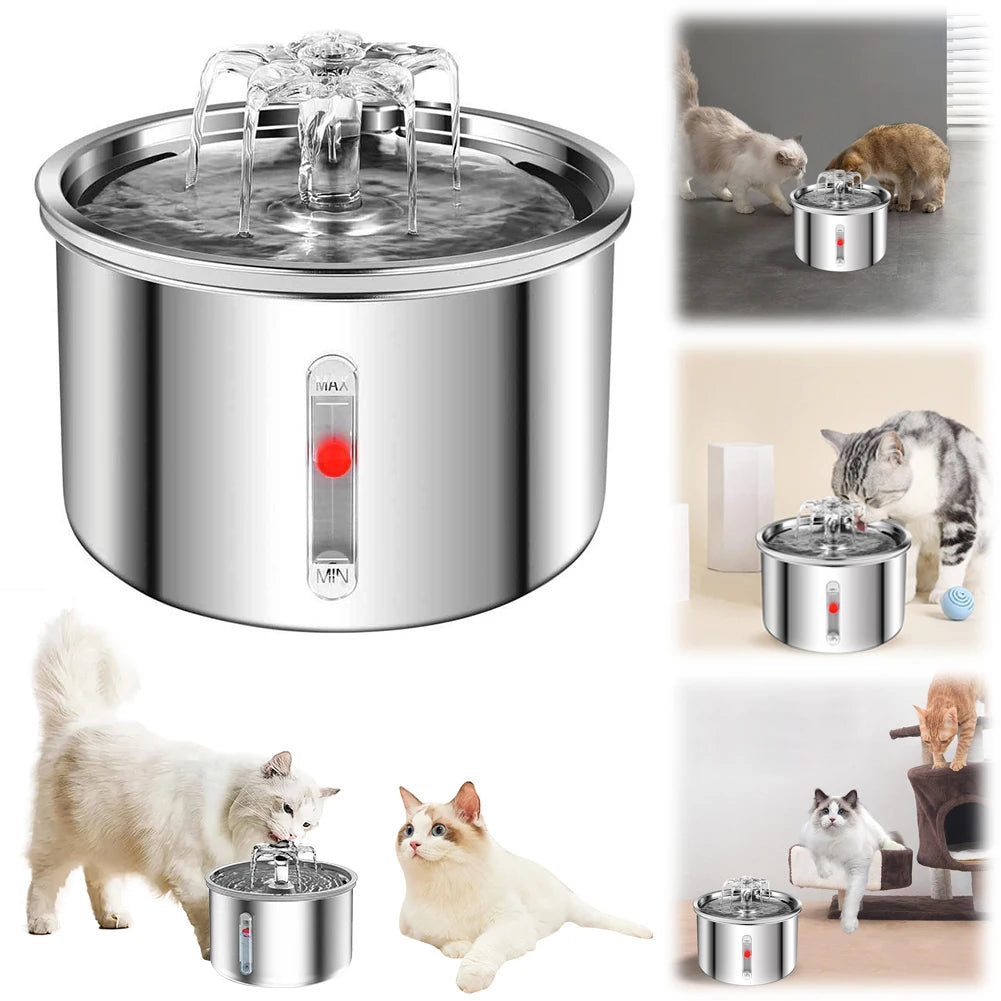 Stainless Steel Water Feeder Cat Automatic Fountain