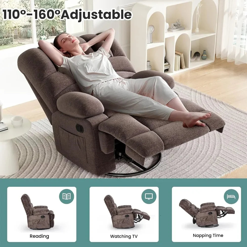 Oversized Swivel Rocker Recliner Chairs for Adults
