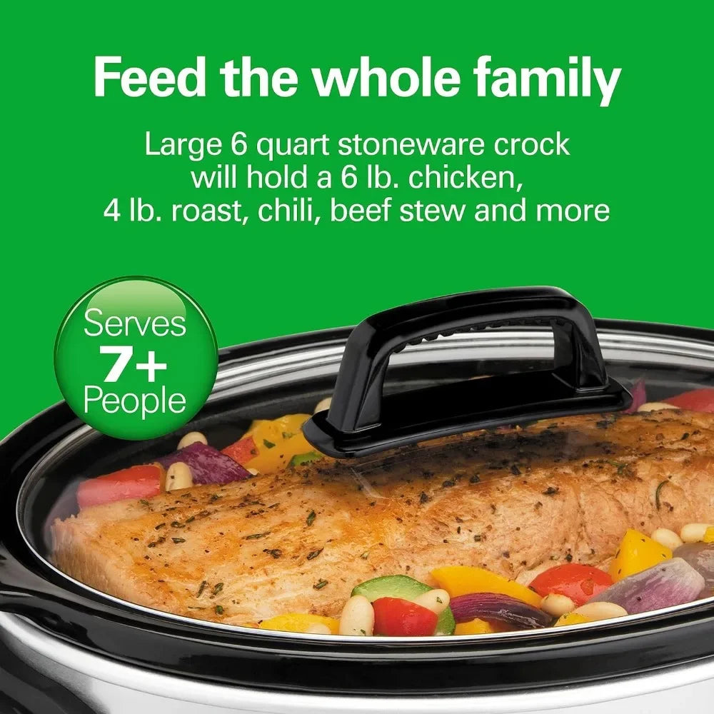 6-Qt Slow Cooker 3 Cooking Settings, Dishwasher-Safe