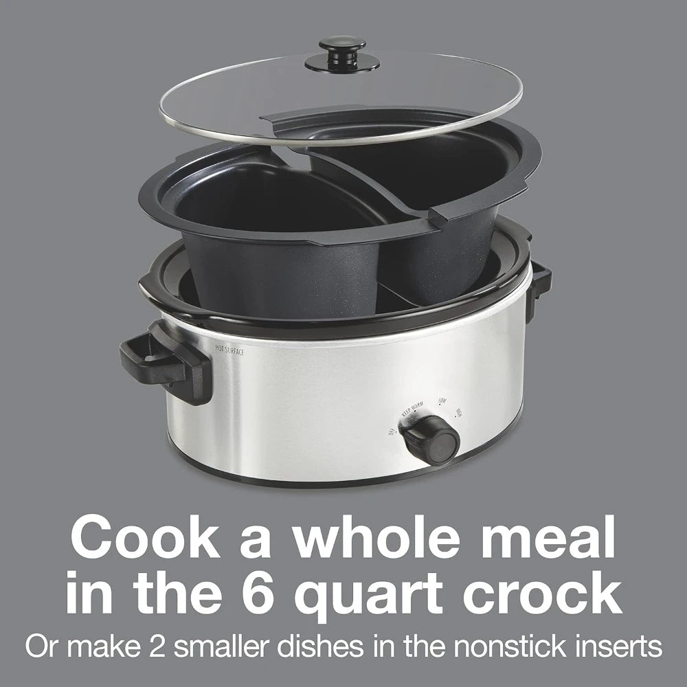 Double Slow Cooker 6qt Crock  Dual 2.5qt