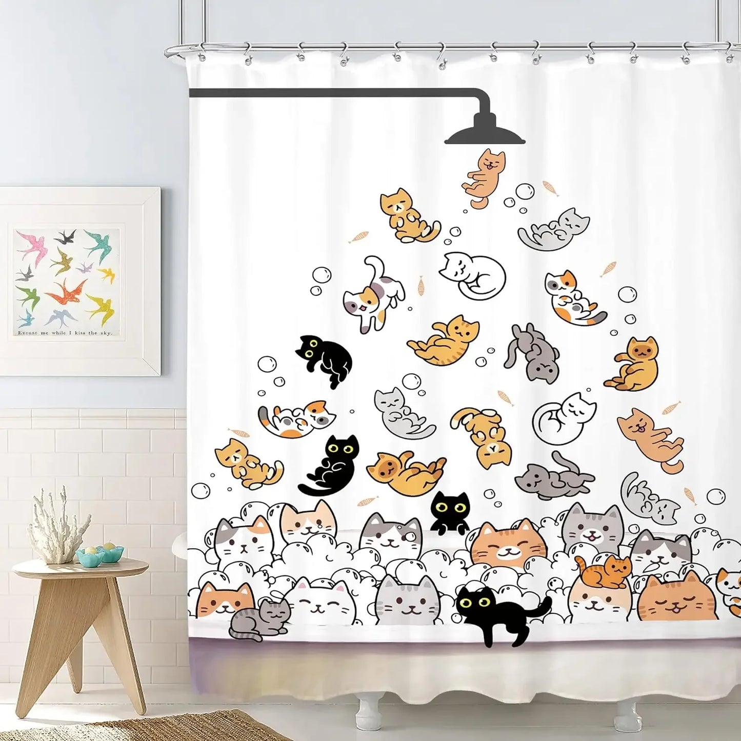 Funny Cat Dog Shower Curtain Pet Animals