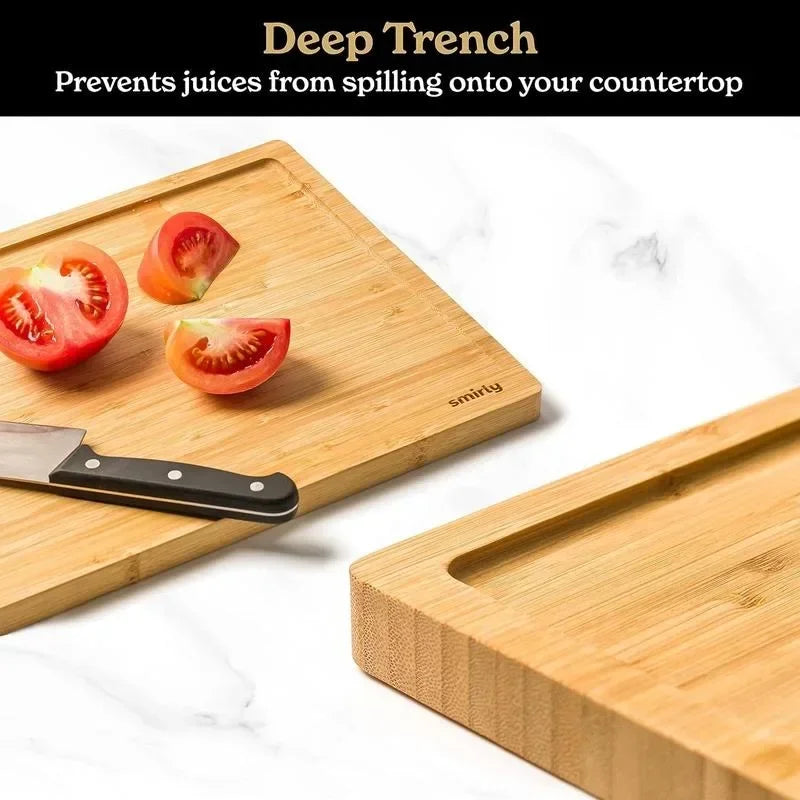 3-Pack Wood Cutting Board Set with Holder