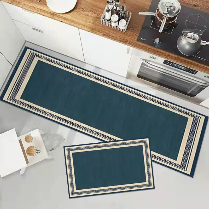 Kitchen Floor Mat Blue Lattice Rug Bath