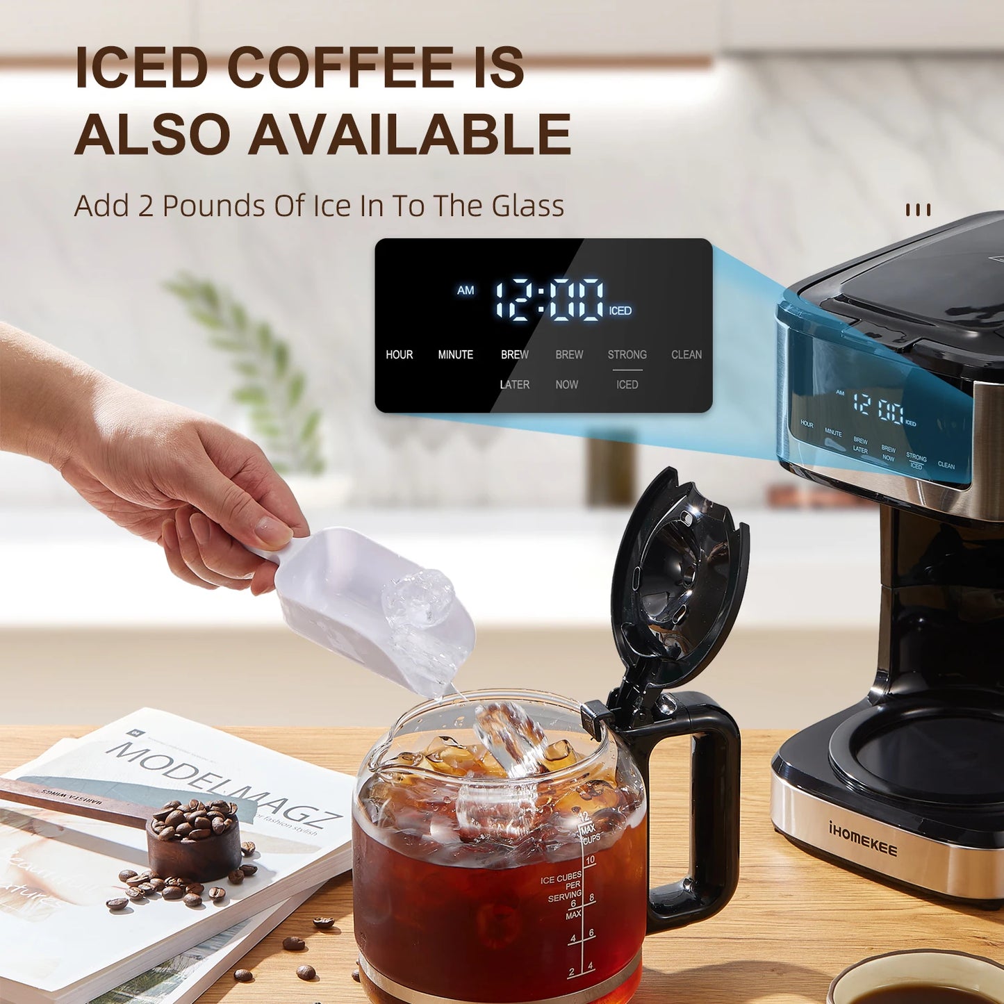 Drip Coffee Maker 12 Cup, Iced Coffee Function