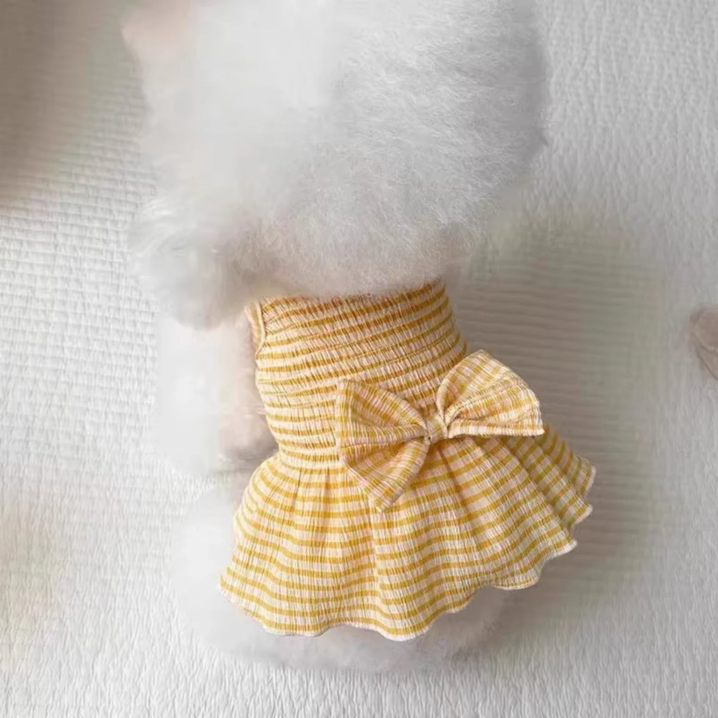 Dog Dress Suspender Skirt Bow Striped Vest