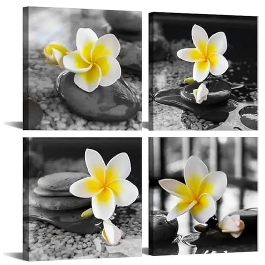 Gray Yellow Bathroom Wall Art Canvas Prints