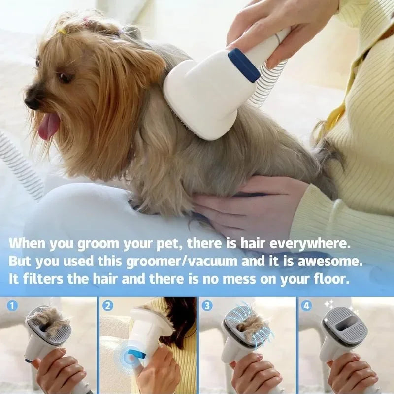 grooming kit with vacuum for pets brush