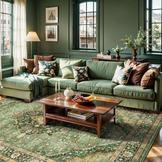 Green Rugs (5x7) Bedroom Washable Living Room