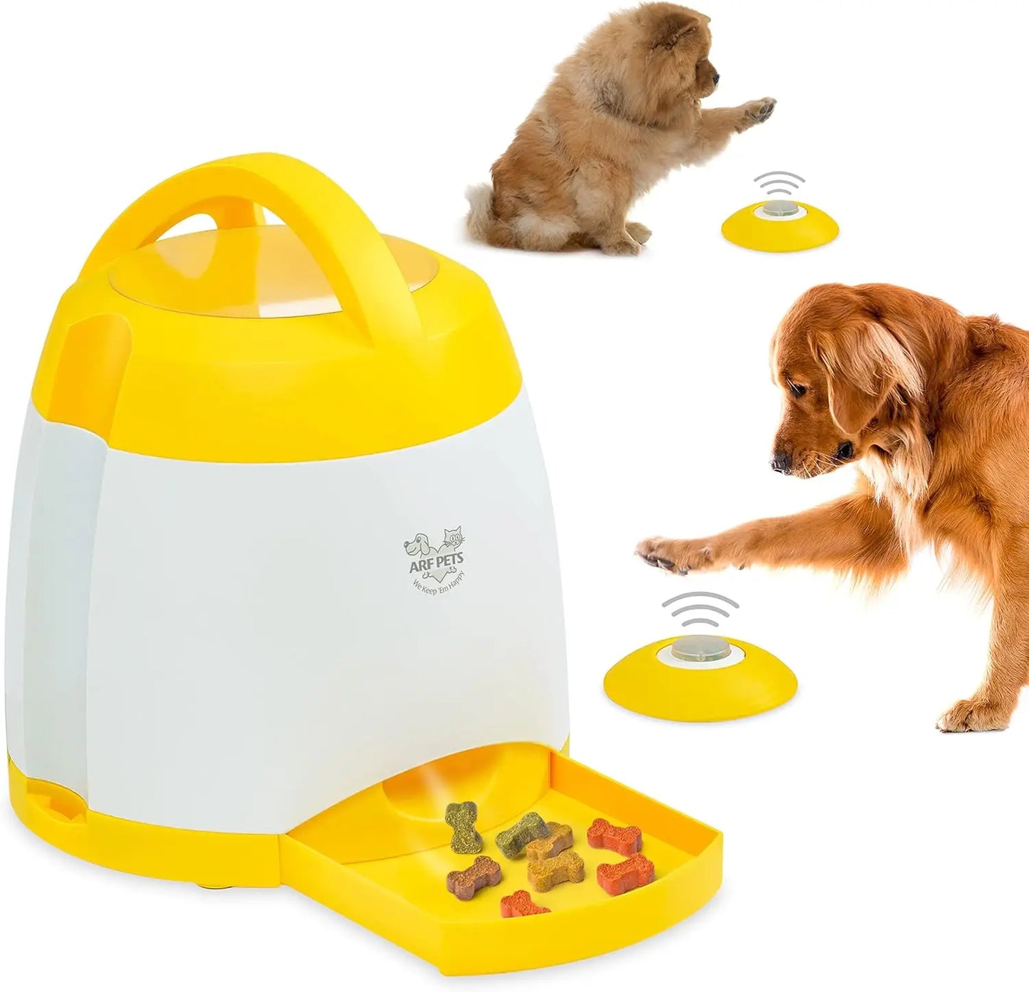 Dog Treat Dispenser with Remote Button Activity