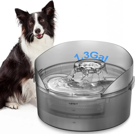 Dog Water Fountain, 1.3 Gallon with Splatter Guard