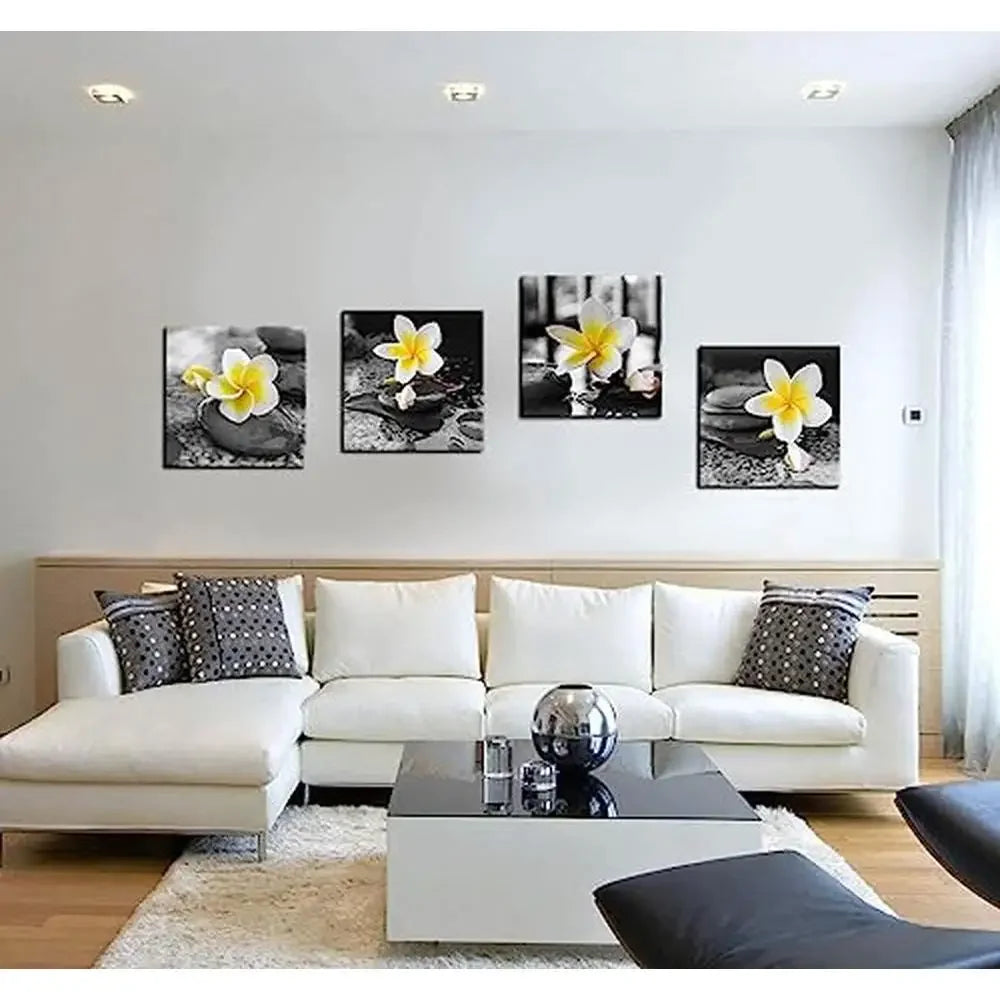 Gray Yellow Bathroom Wall Art Canvas Prints