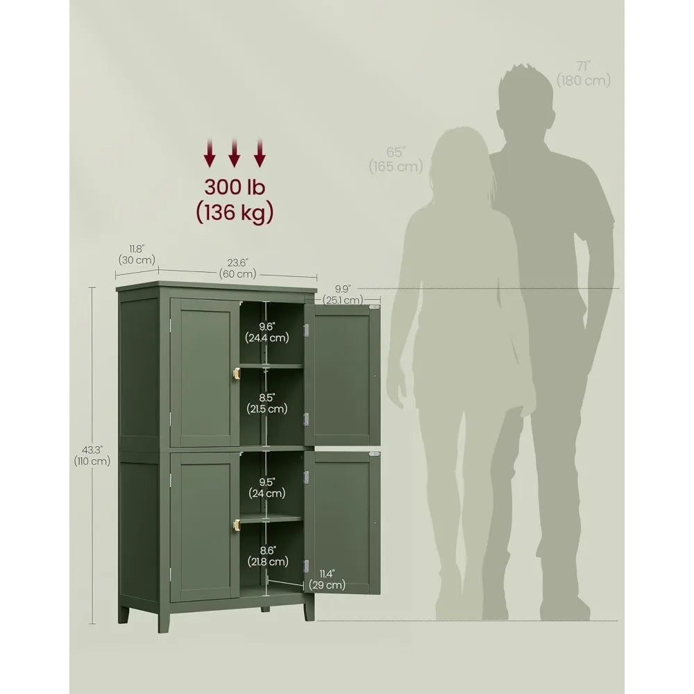 Bathroom Floor Storage Cabinet, Adjustable Shelves
