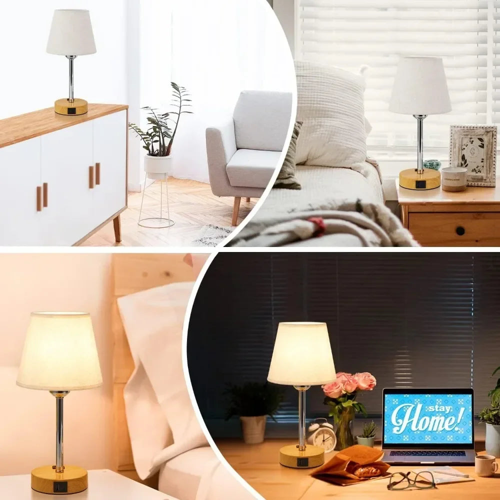 Bedside Table Lamps 2 -LED Bulbs Included, Touch