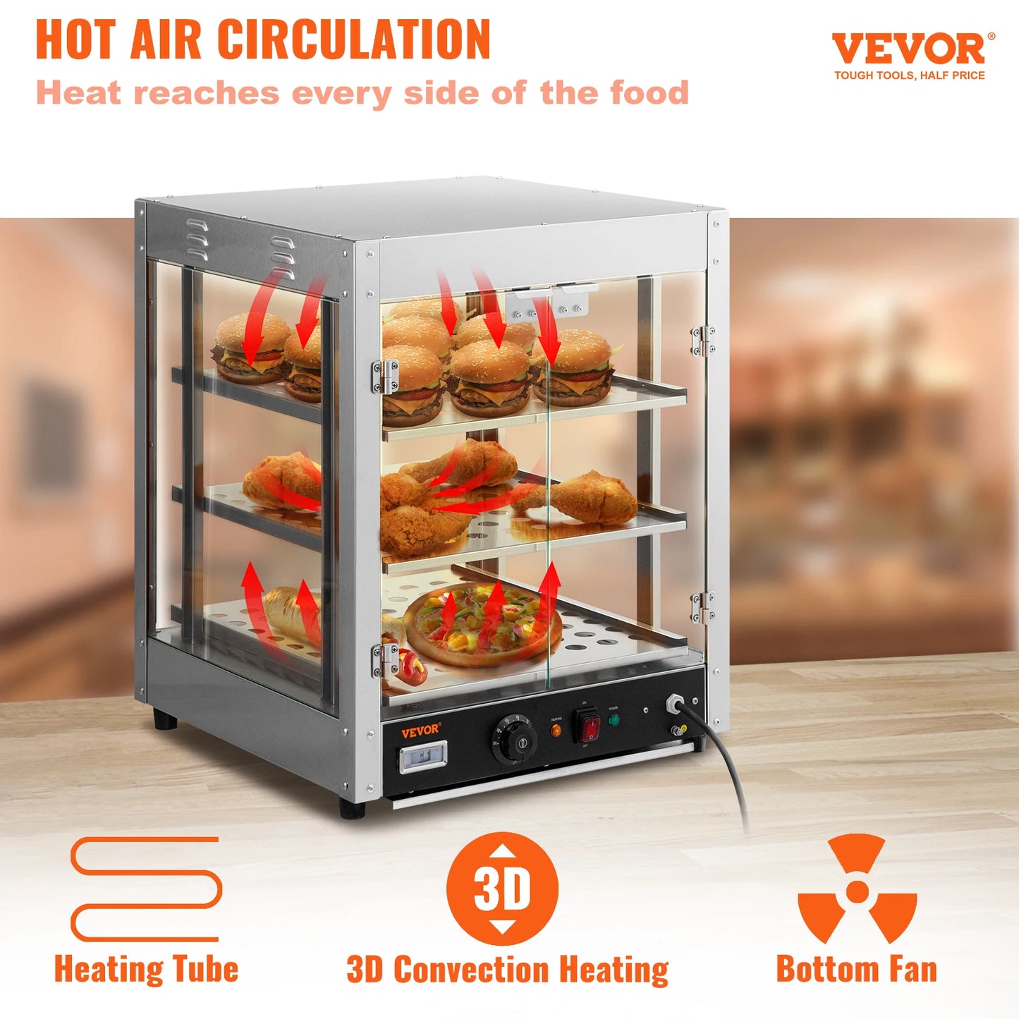 Food Warmer Commercial 3D Heating Pizza Pastry