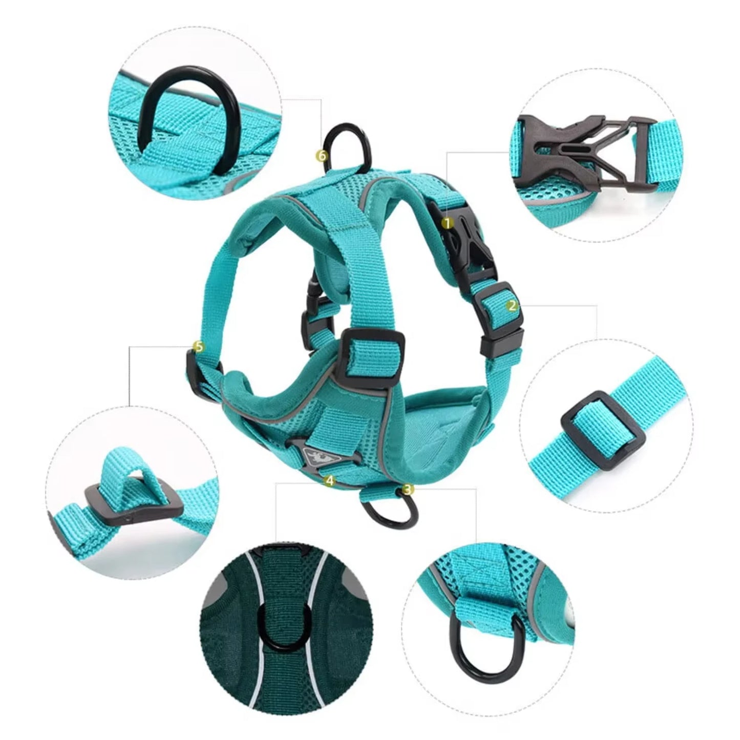 Pull Dog Harness, Unique Colors Reflective Adjustable