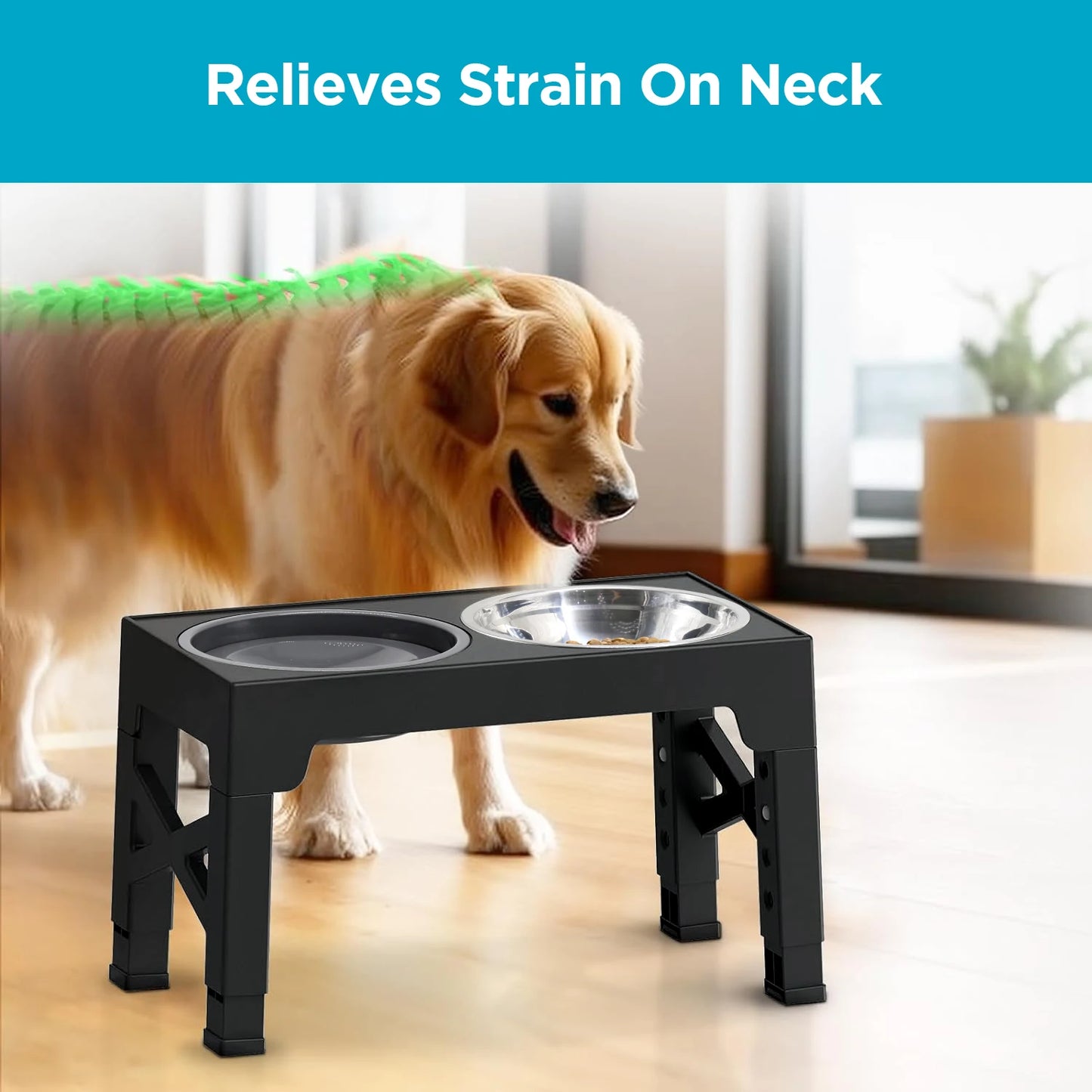 Adjustable Raised Dog Bowl anti-splash water