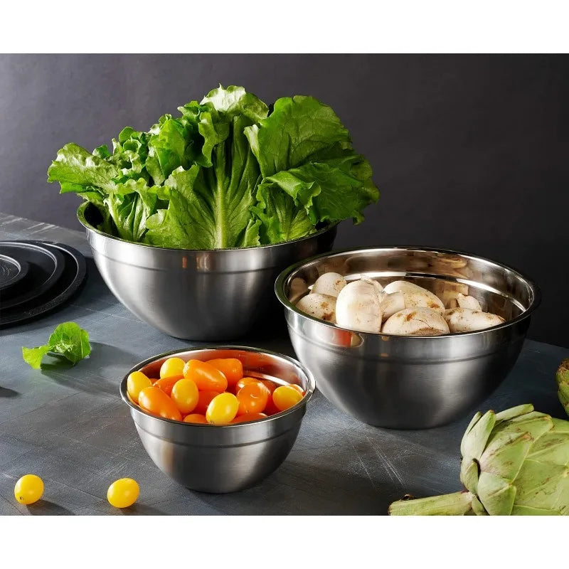 Mixing Bowls Airtight Lids, Stainless Steel Set