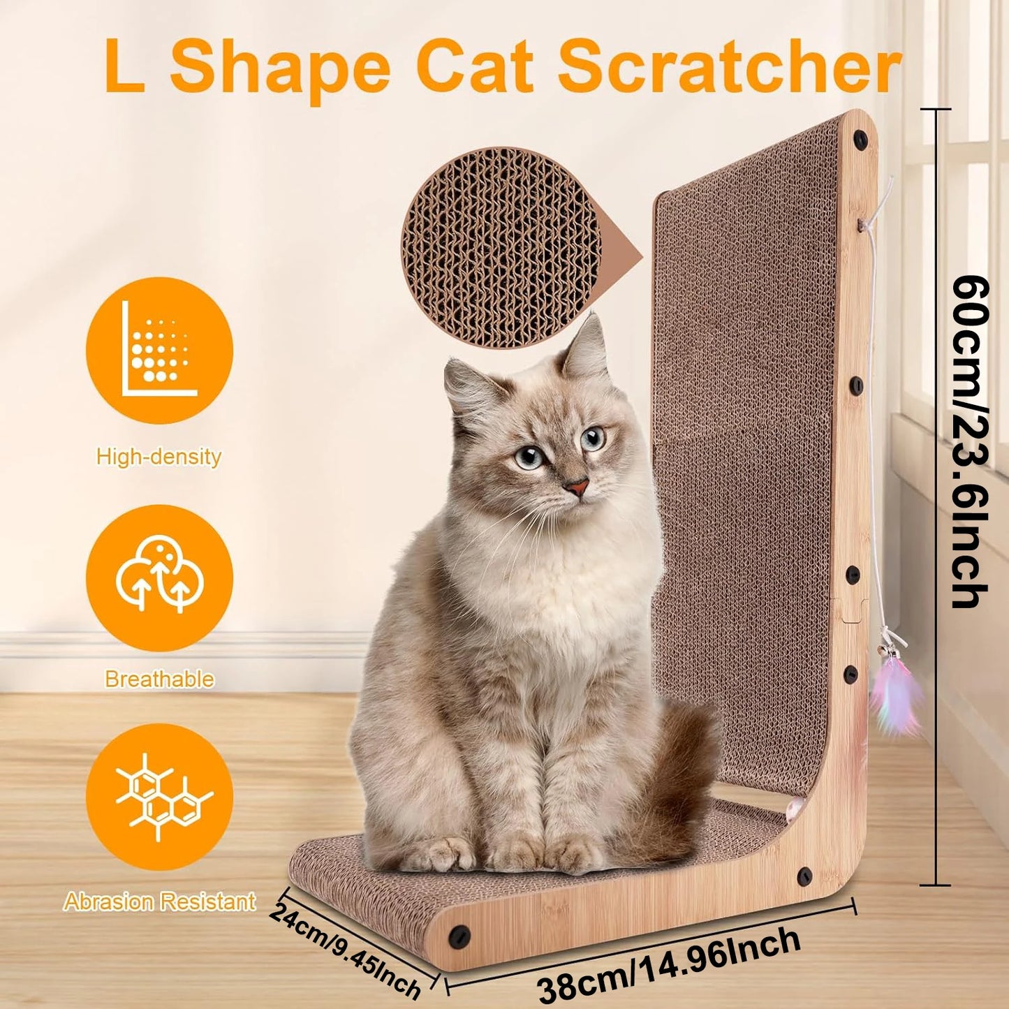 L Shape Cat Scratcher, 23.6 Inch Protecting Furniture