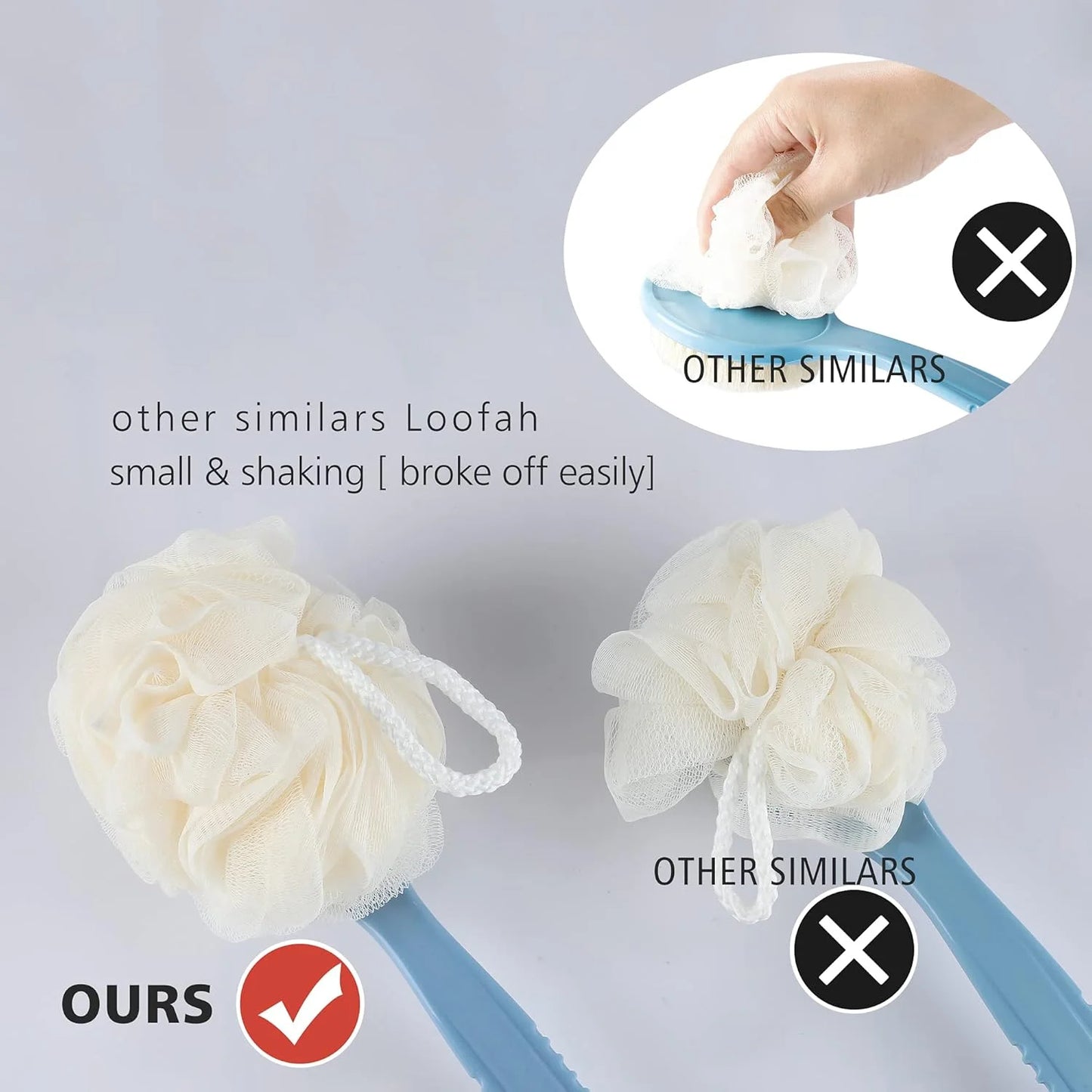 Shower Body Brush with Bristles and Loofah