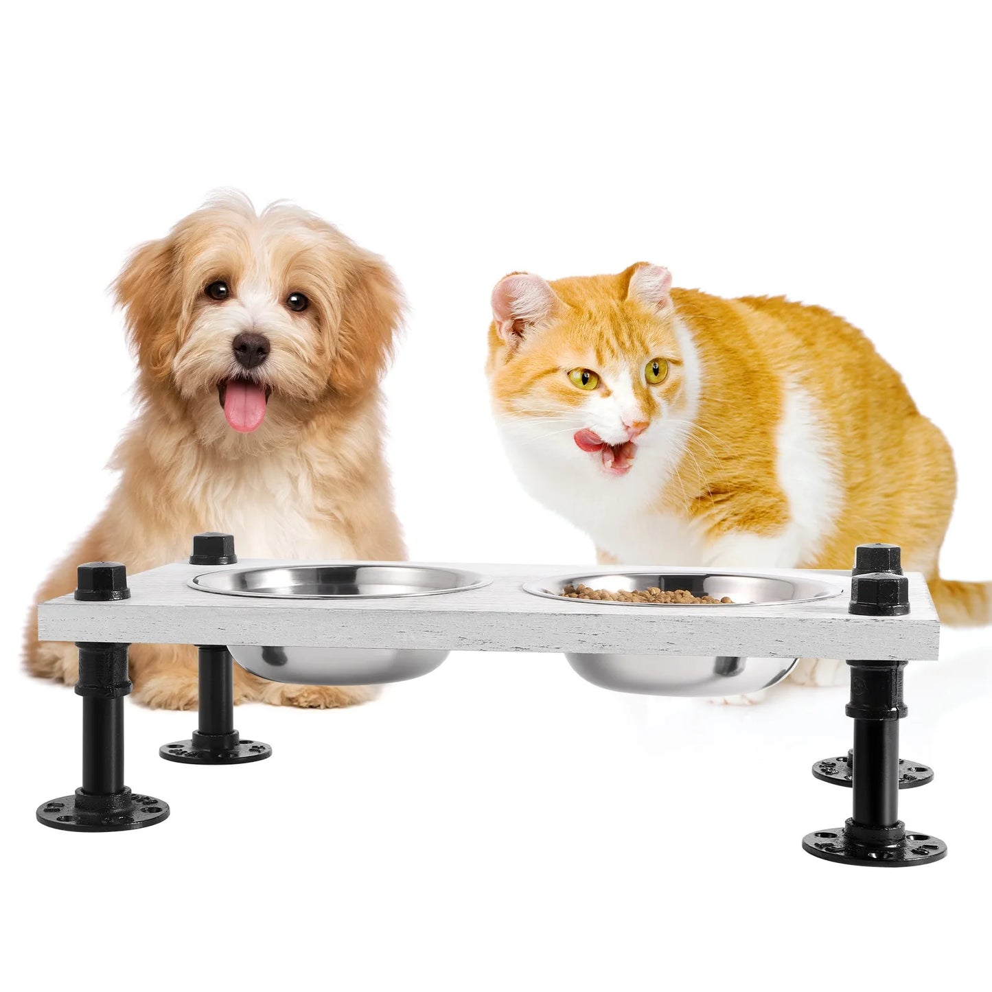 Elevated Dog Bowls Stand 2 Stainless Steel Bowls