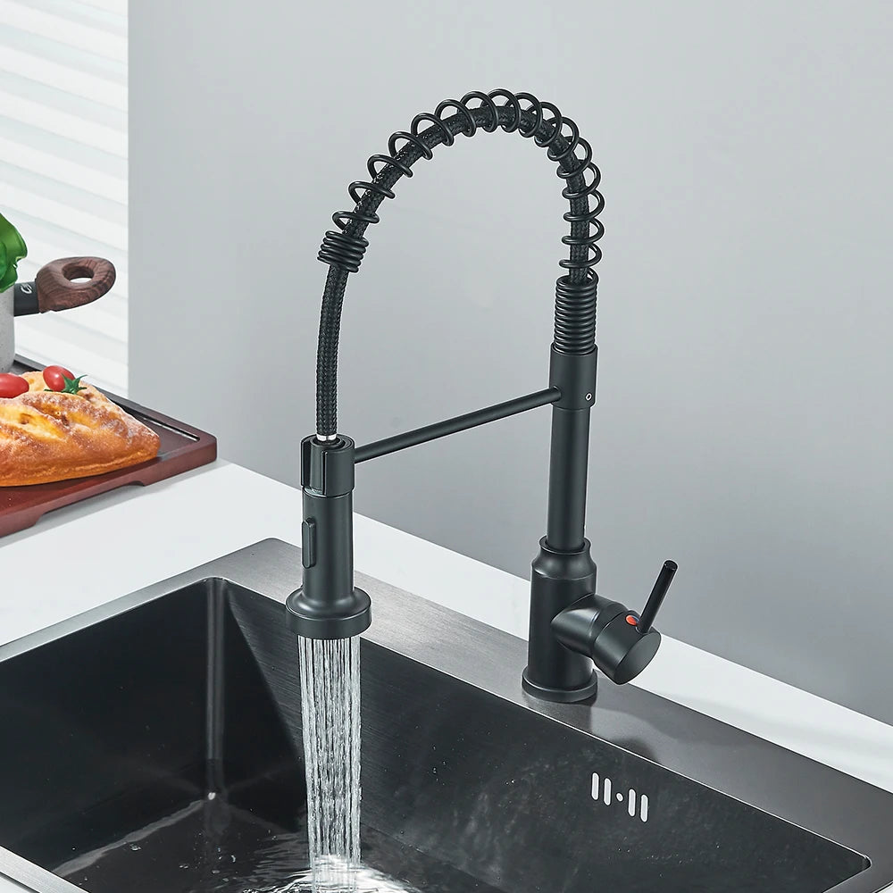 Matte Black Kitchen Sink Faucet One Handle