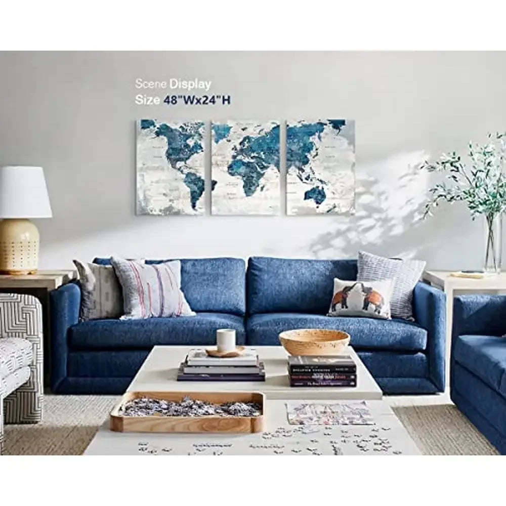 Large World Map Art Set 48"x24" Office