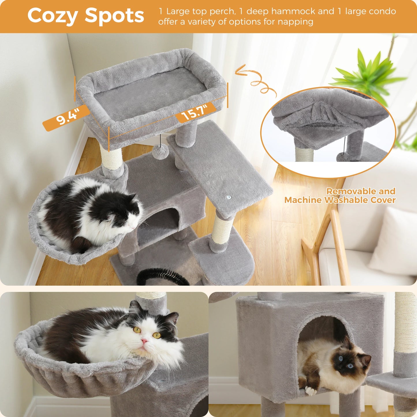 Cat Tree House Perch Hammock Scratching Posts