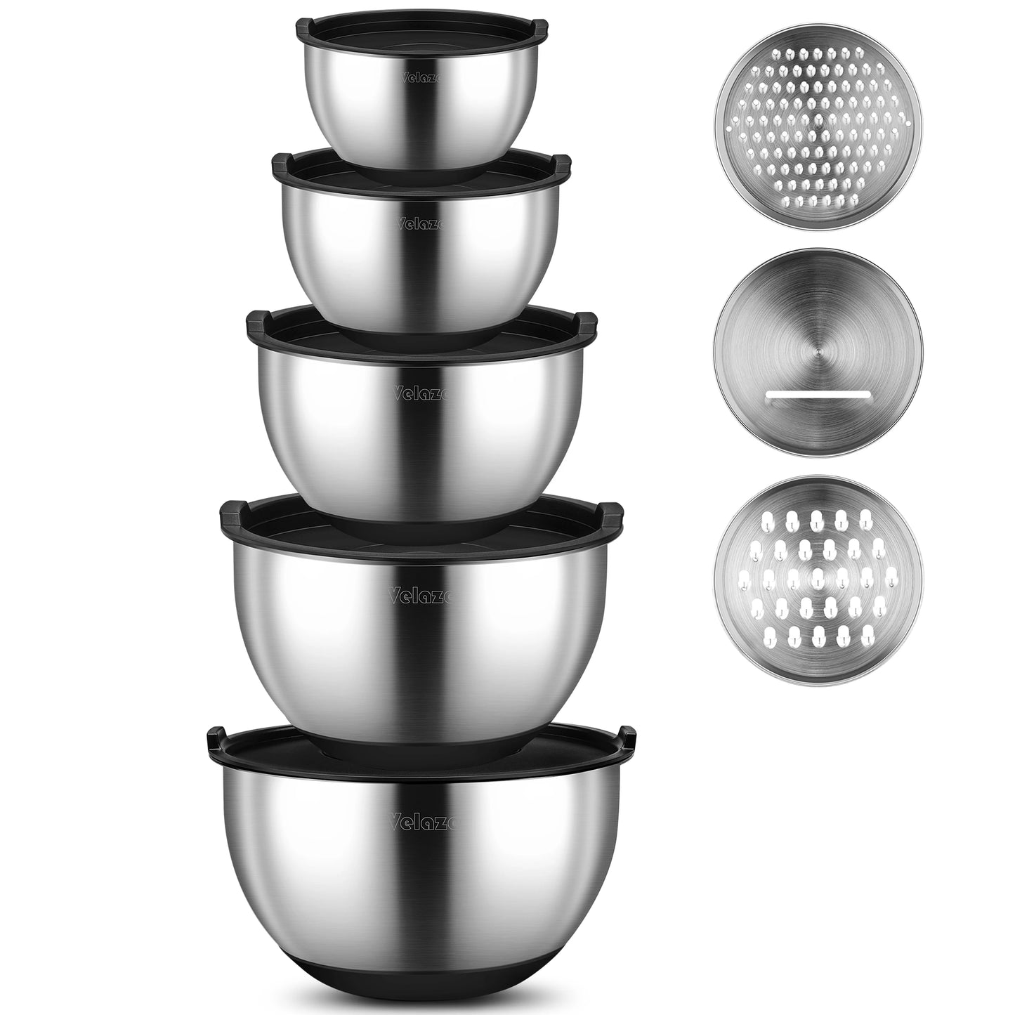 5 Stainless Steel Non-Slip Salad Bowl Grater