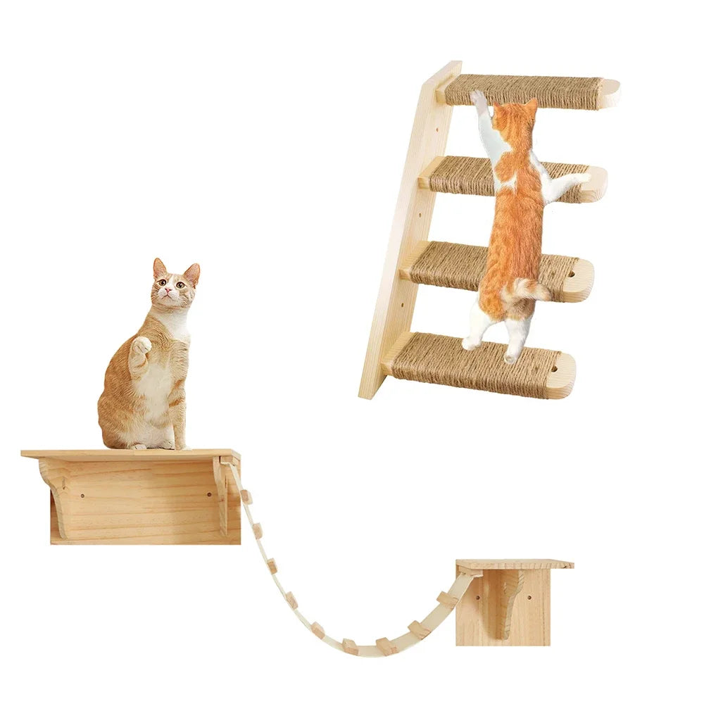 Cat Wall Mounted Climbing Shelves Scratching Post