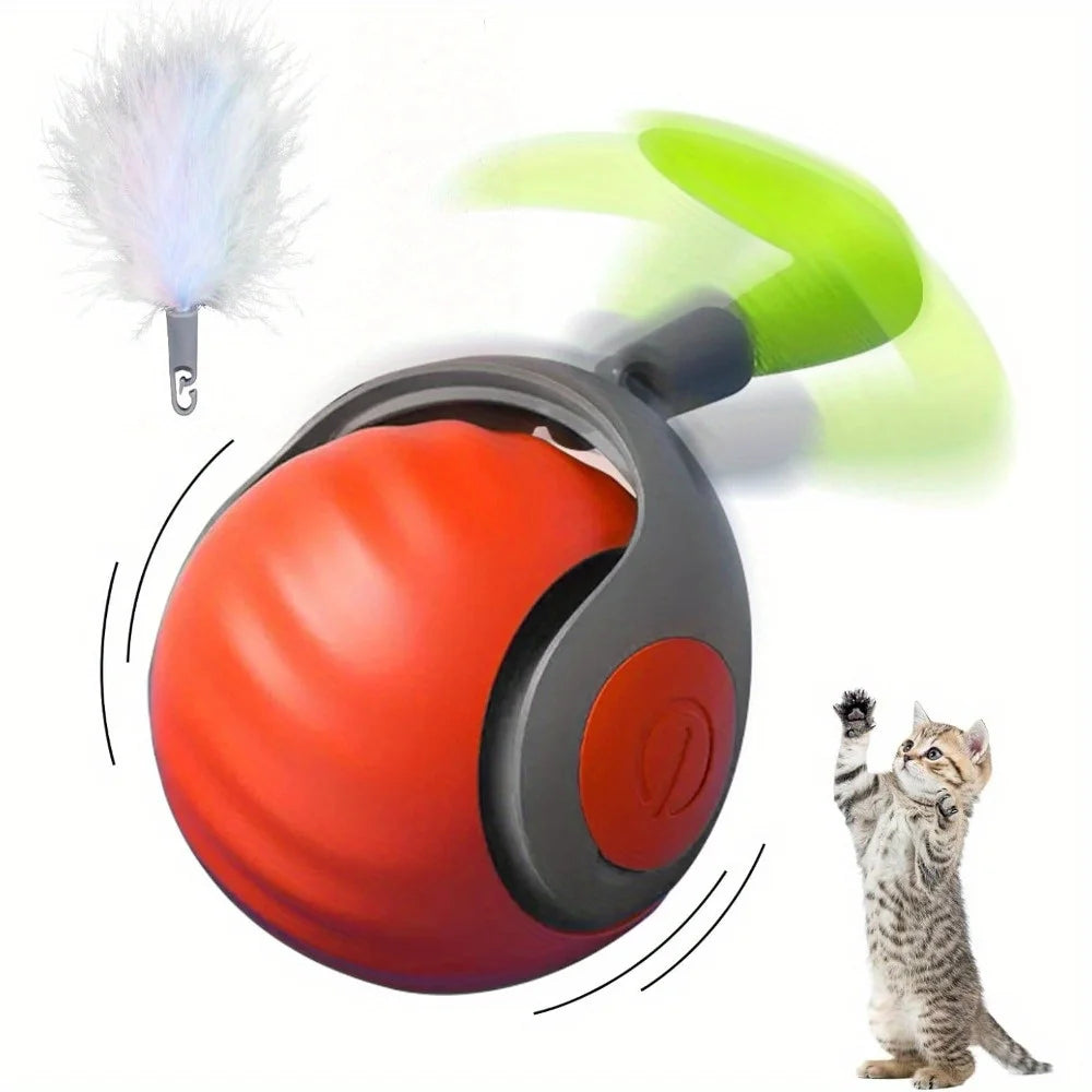 Interactive Cat Ball with Feather,  Motion Activated