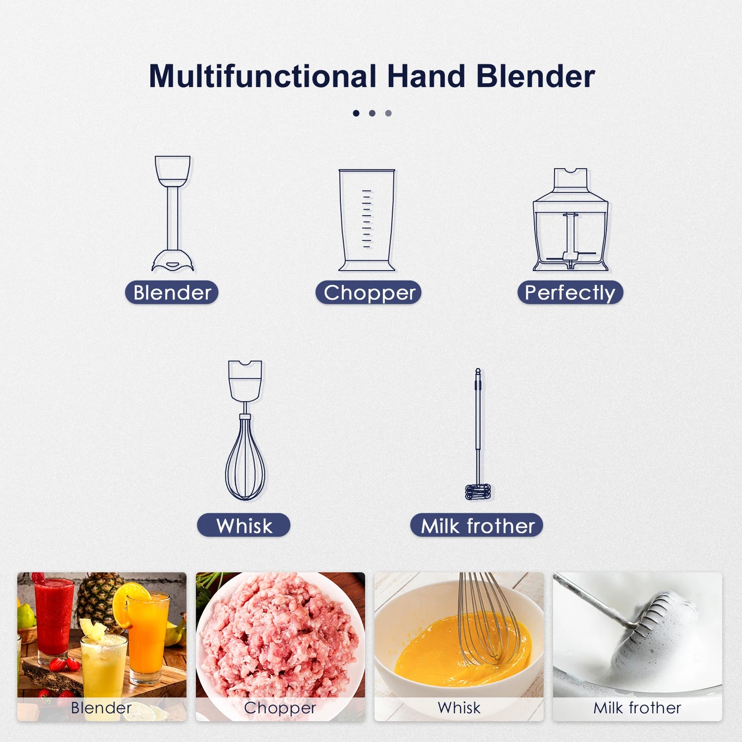 Hand Blender 1000W, 5-in-1 Electric Stick Blender