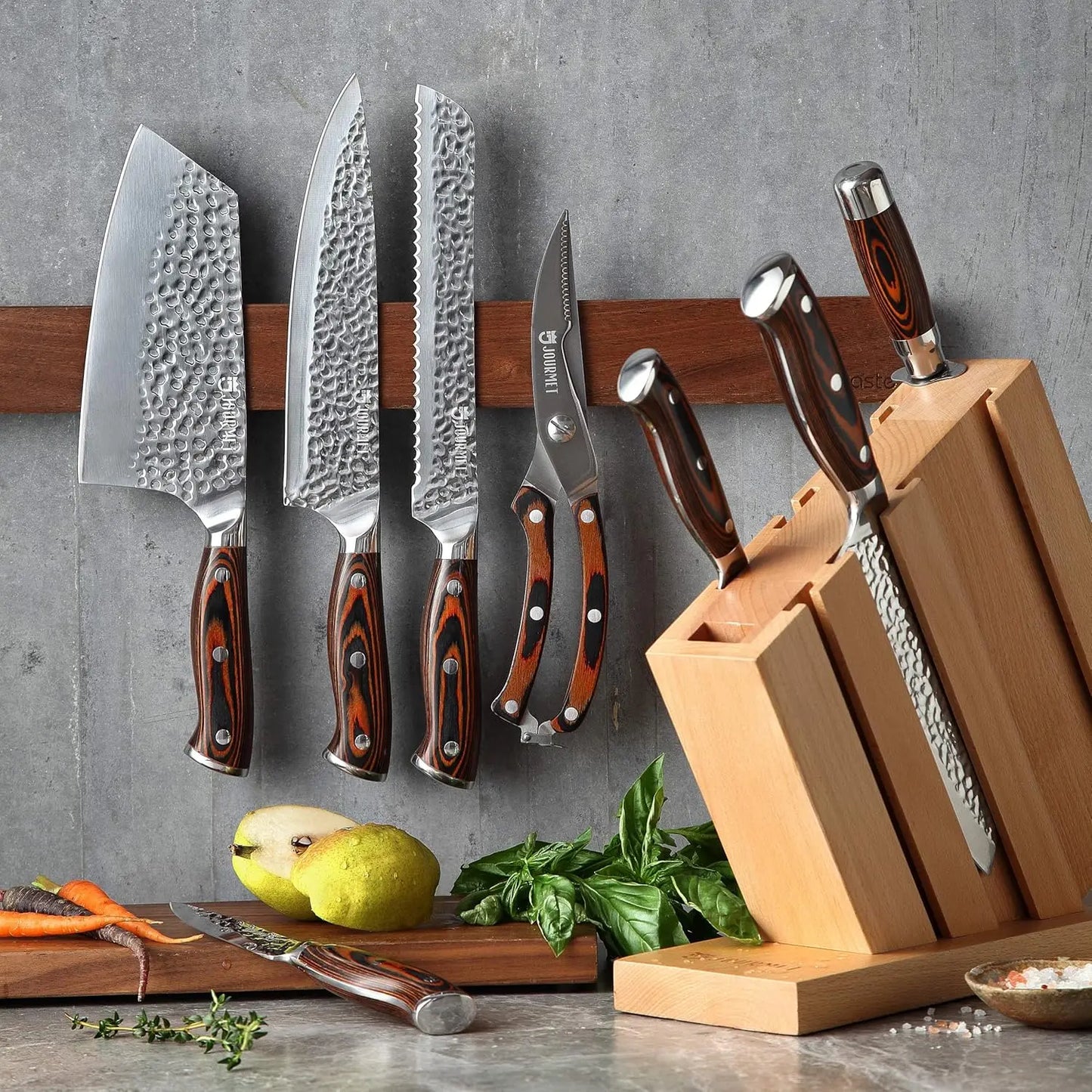 Knife Set block, 9PC Carbon Stainless Steel