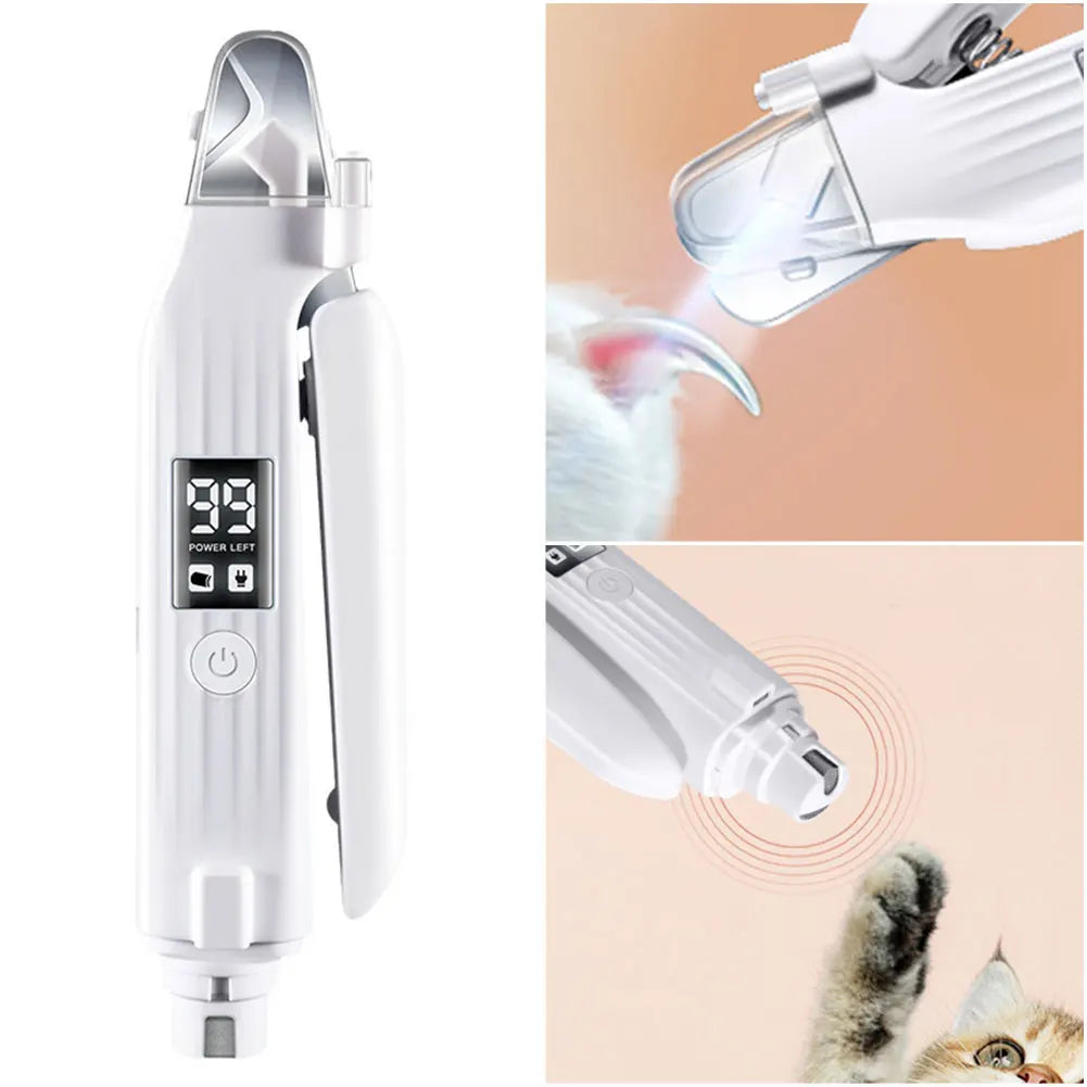 2 in 1 Electric Pet Nail Trimmer Quiet Low Vibration