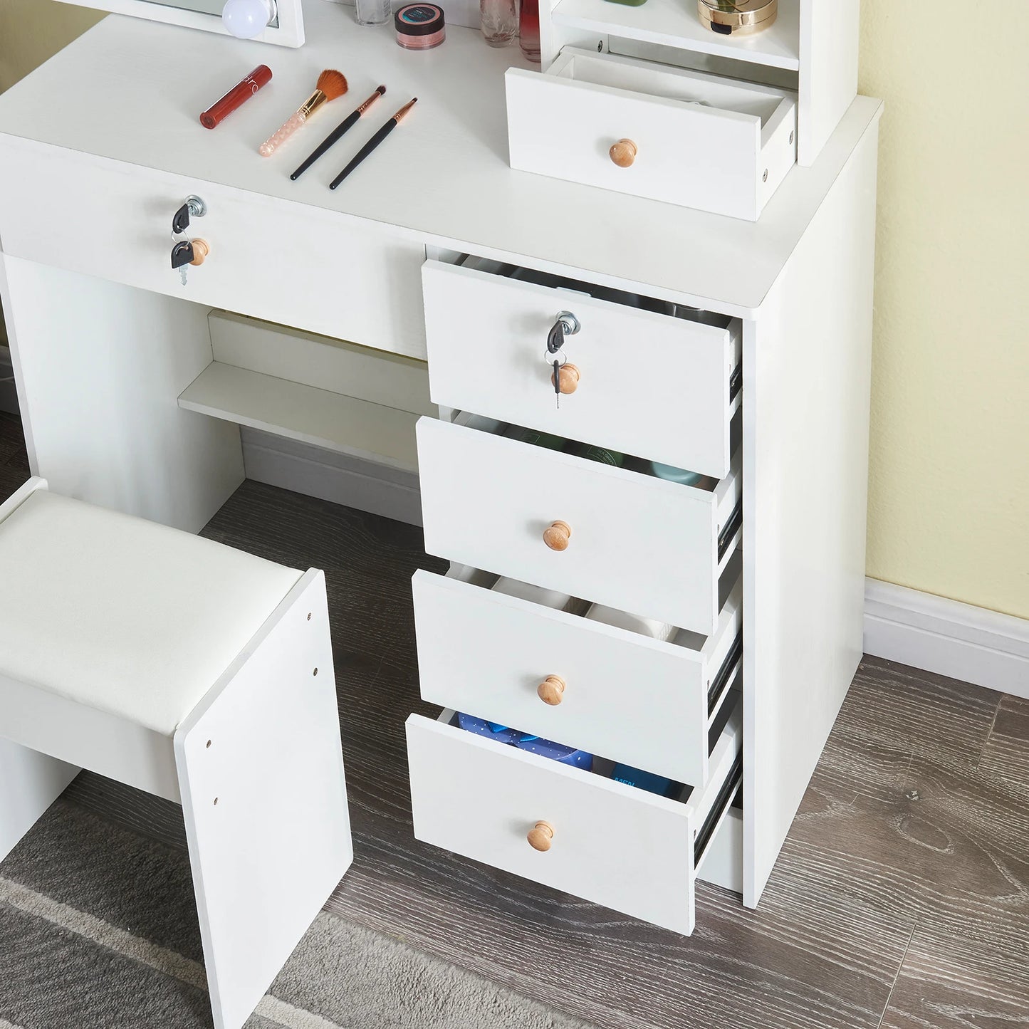 Makeup Vanity Table Drawers, Vanity Desk Set