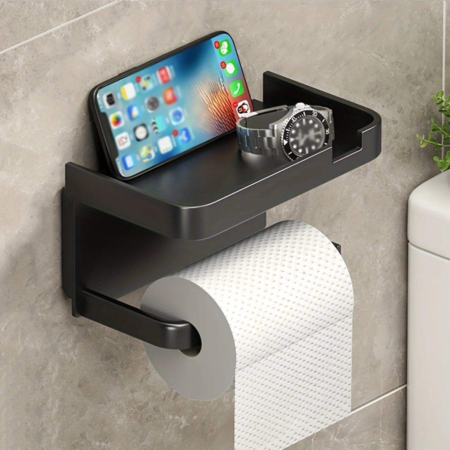 Toilet Paper Holder with Shelf - Wall Mounted