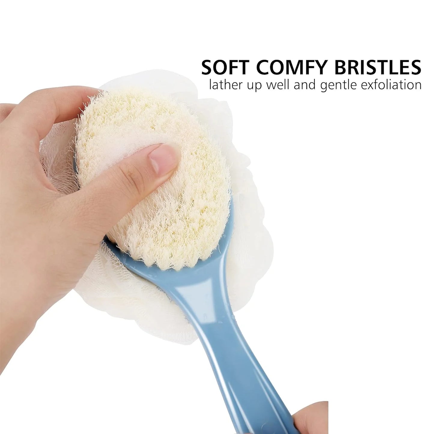 Shower Body Brush with Bristles and Loofah