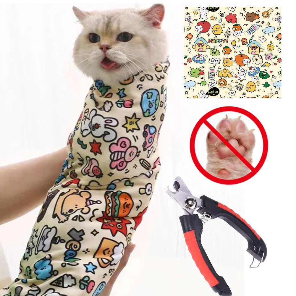 Cat Grooming Wrap Self-adhesive Nail Clipper