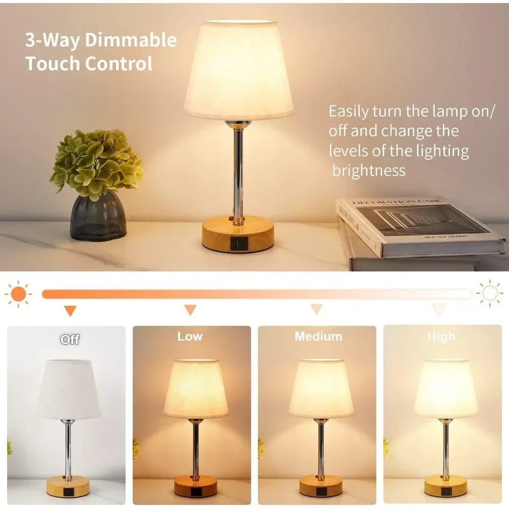 Bedside Table Lamps 2 -LED Bulbs Included, Touch