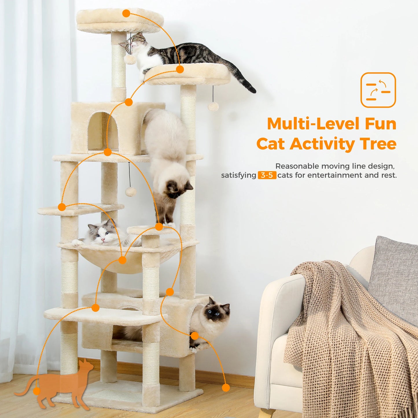 Large Cat Tree Scratching Posts Hammock Perches