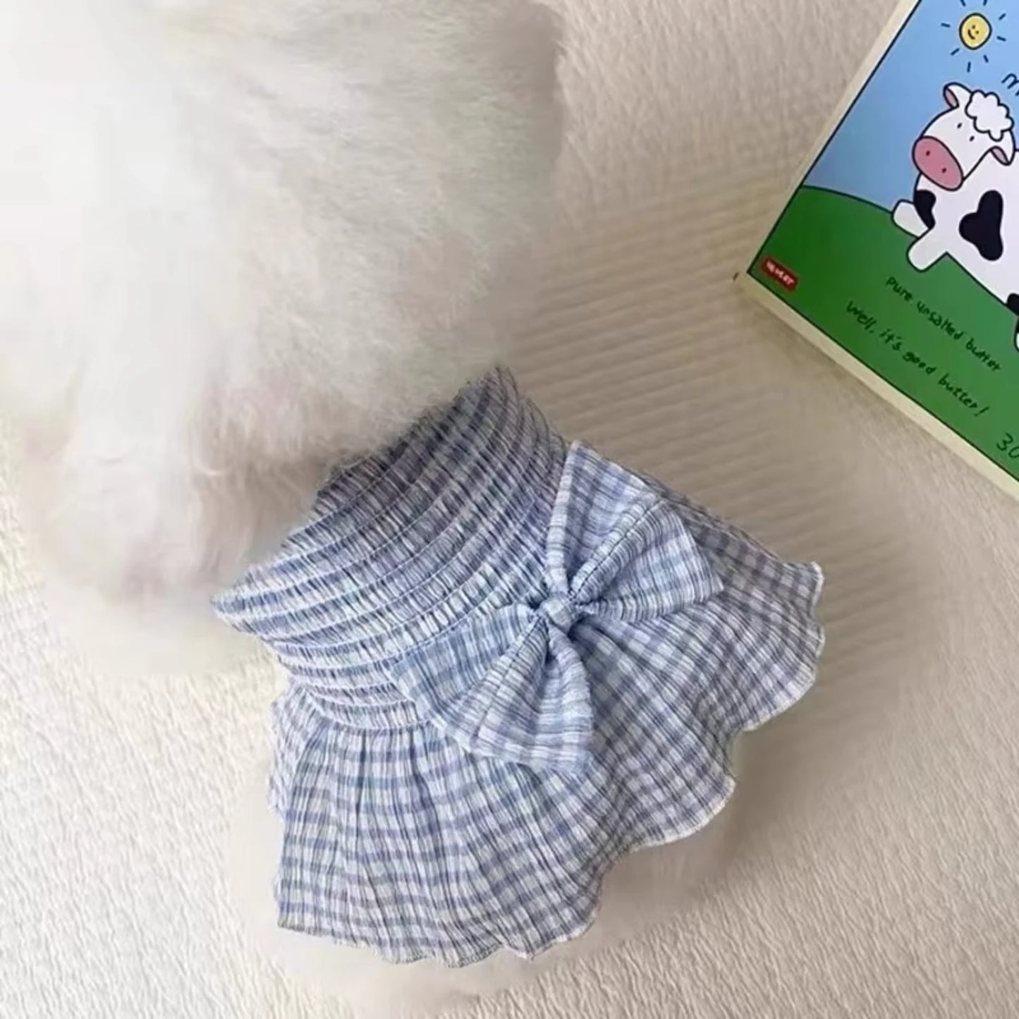 Dog Dress Suspender Skirt Bow Striped Vest