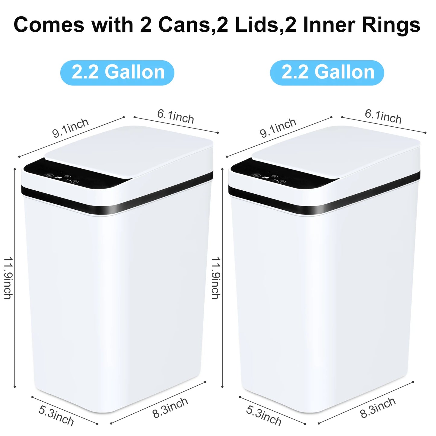 2 Pack Bathroom Automatic Trash Cans Touchless