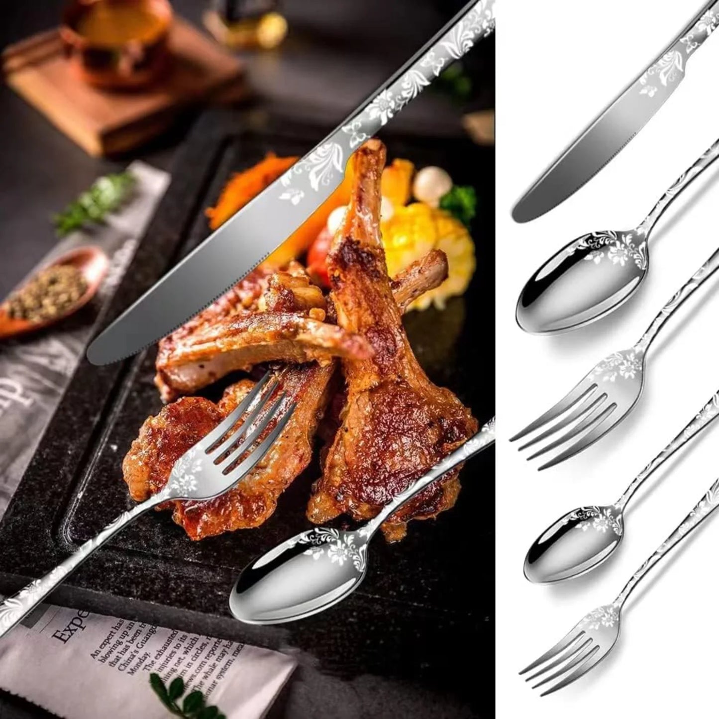 Silverware Set, 20 Piece Stainless Steel Flatware Set