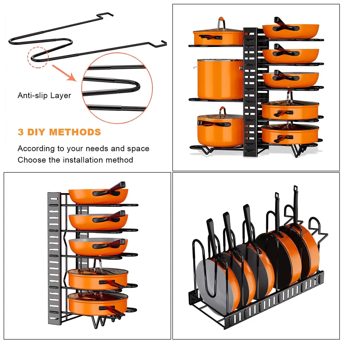 Pot Organizer 8 Tiers Pots and Pans Organizer