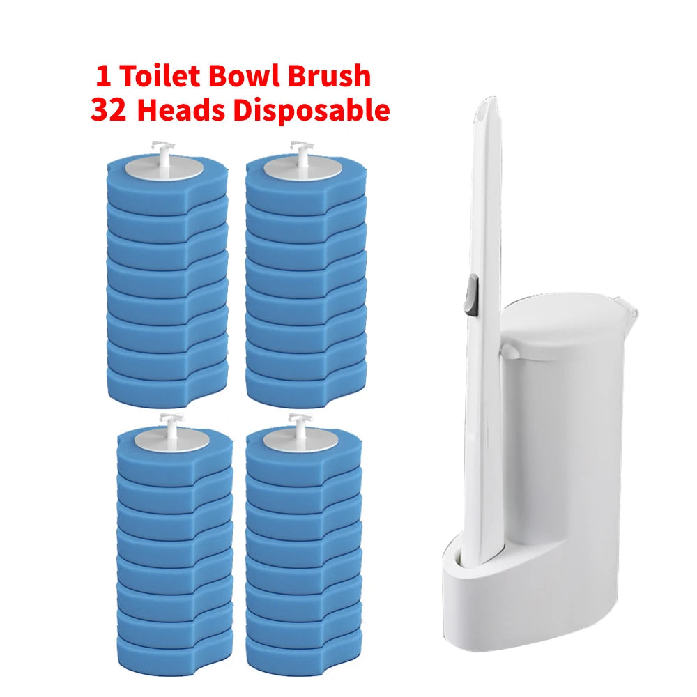 32PCS Disposable Toilet Bowl Brush Long Handle