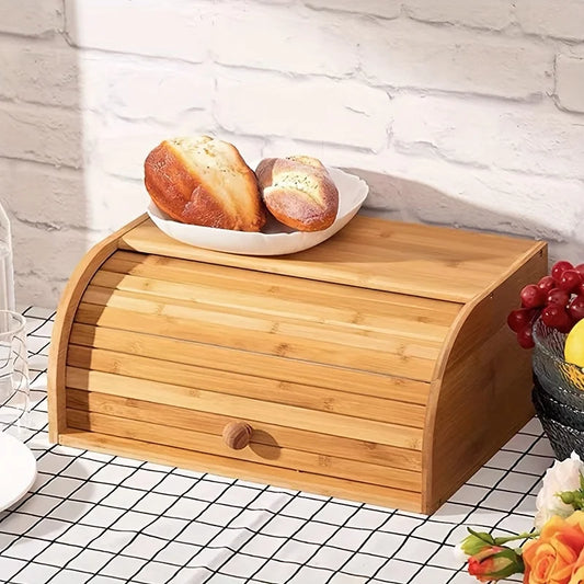 Bamboo Bread Box Flip Top Lid Reusable