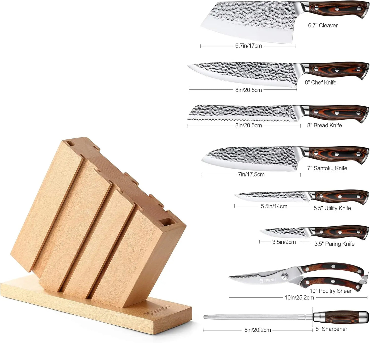 Knife Set block, 9PC Carbon Stainless Steel